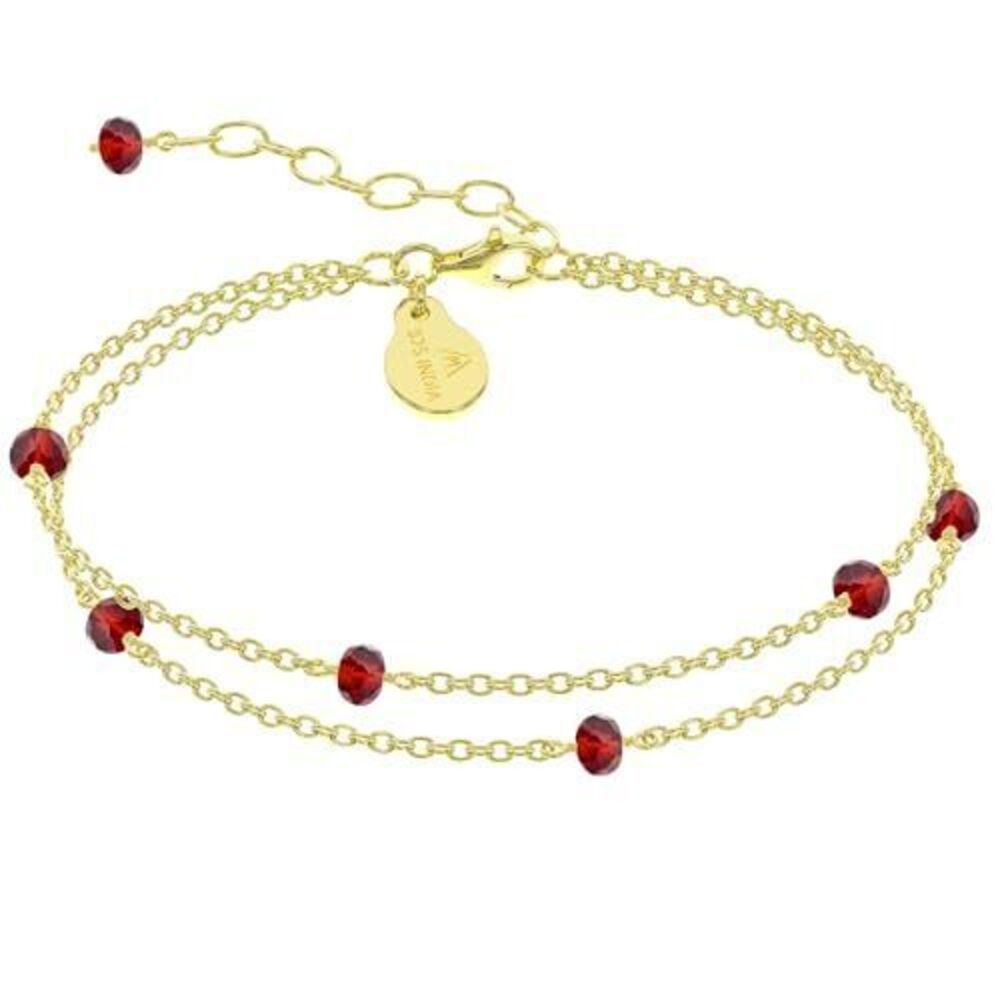 2861 Garnet Bracelet , Certified 925 Sterling Silver with Plated 18K Gold